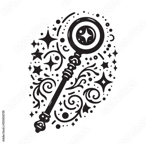 Magic staff Silhouette vector illustration