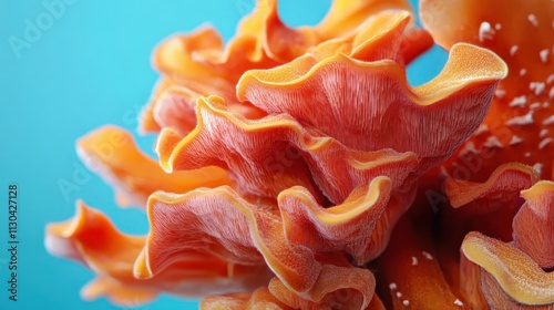 A vibrant shot of bright orange lobster mushrooms with their unique textures photo