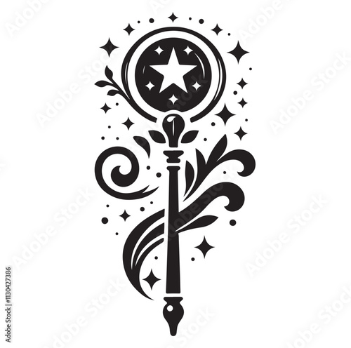 Magic staff Silhouette vector illustration
