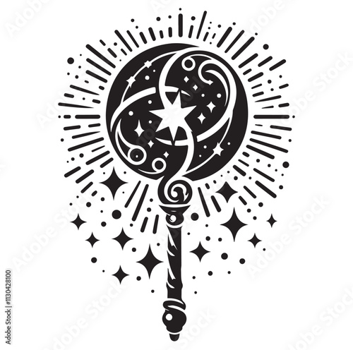 Magic staff Silhouette vector illustration