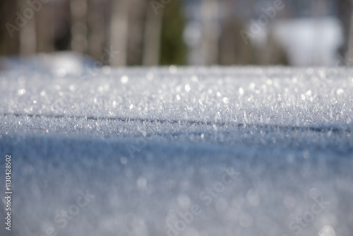 Winter landscape with sparkling snow in Västanvik, Dalarna, Sweden