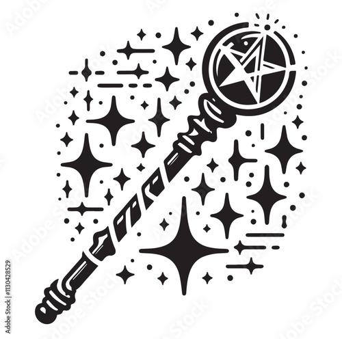 Magic staff Silhouette vector illustration