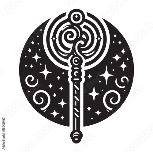 Magic staff Silhouette vector illustration