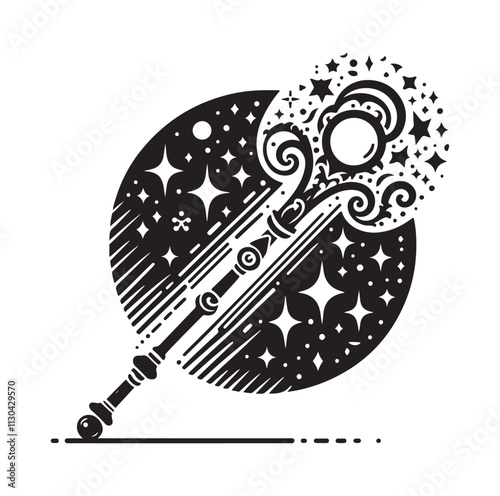 Magic staff Silhouette vector illustration