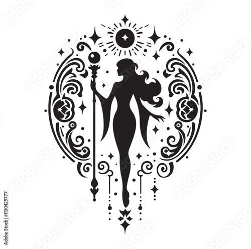 Magic staff Silhouette vector illustration