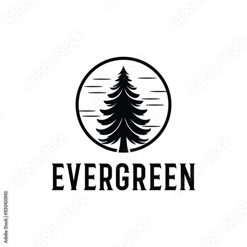pine evergreen fir hemlock spruce conifer cedar Christmas tree Logo design vector