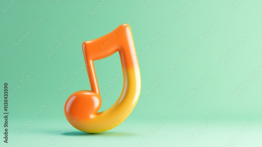 Obraz premium A three dimensional orange yellow musical note