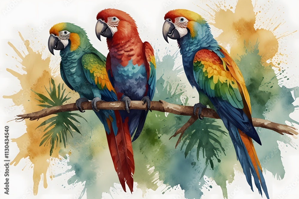 Obraz premium Parrots in watercolor style