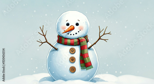 A joyful snowman wearing a ...