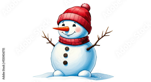 A cheerful snowman wearing ...
