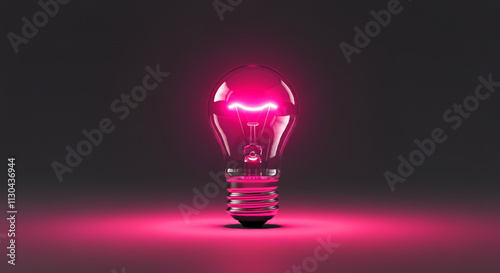 A glowing pink lightbulb ag...