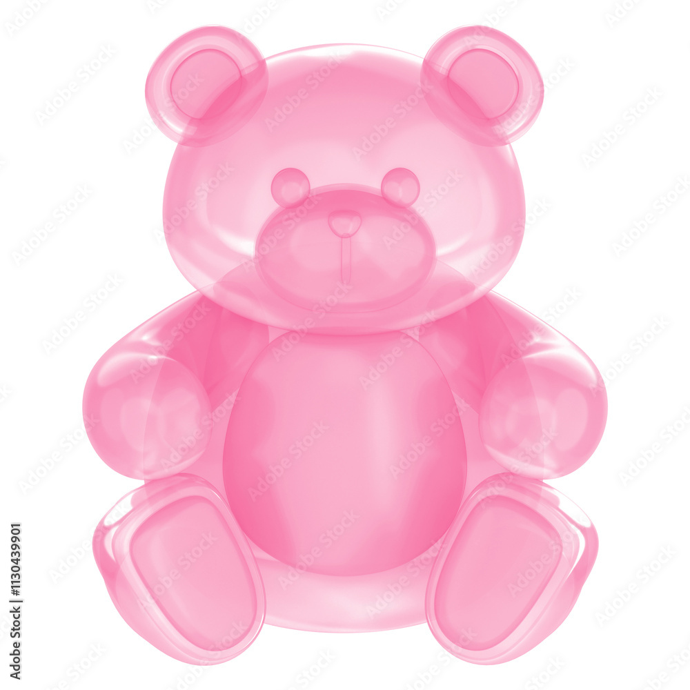 Obraz premium Pink teddy bear png, 3D illustration on transparent background