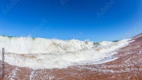 Beach Wave Crashing Shorebreak Close Up