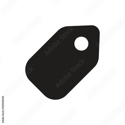 White, Pixelated Tag or Label with a Small Hole