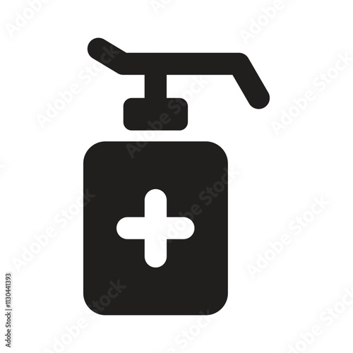 Pixelated Icon of a Hand Sanitizer Dispenser with a Plus Sign