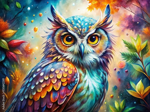 Transform Your Space with Multicolor Owl Watercolor Art and Stunning Animal Behavior Illustrations for a Unique Home Decor Experience photo