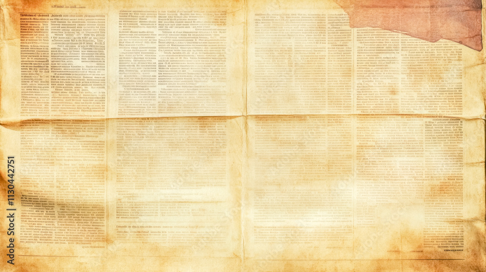 Fototapeta premium Retro newspaper page showing folded and torn vintage paper texture