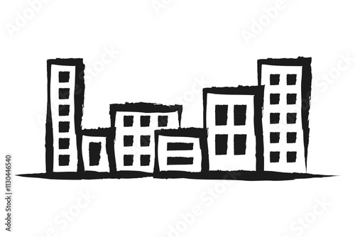 Office buildings png sticker, cute doodle on transparent background