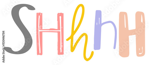 Shhhh word png doodle lettering