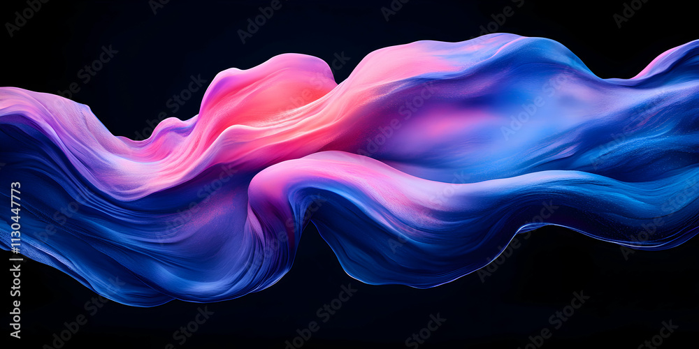 Obraz premium Abstract Blue and Pink Wave, Digital Art Background, Fluid Swirls, Vibrant Hues, Dynamic Flow, Elegant Design, Modern Wallpaper