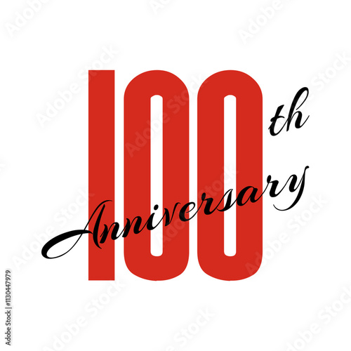 100th anniversary celebration label, one hundred years jubilee card vector template, happy birthday sign, event invitation, social media congratulation post template
