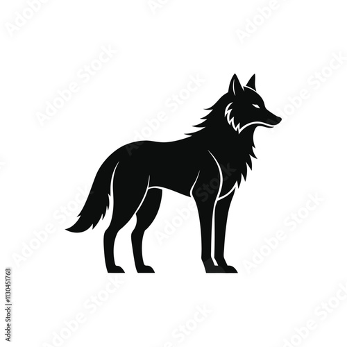 wolf silhouette vector with a white background