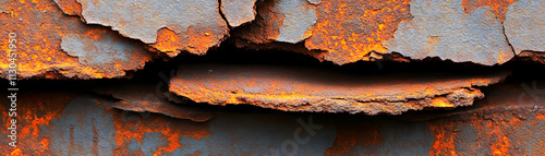 Rusty Metal Texture, Abstract Background of Corroded, Flaking, and Weathered Steel Surface