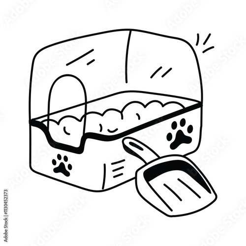 Convenient litter box for cats to maintain hygiene indoors, premium vector