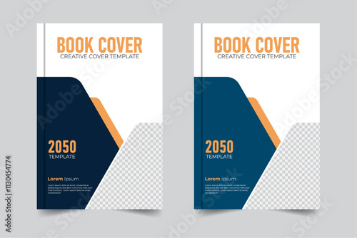 New annual report, print-ready book cover design 2 creative color variation modern style book cover design or report cover with image
