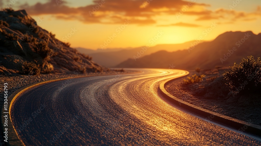 Fototapeta premium driving on the road at sunset