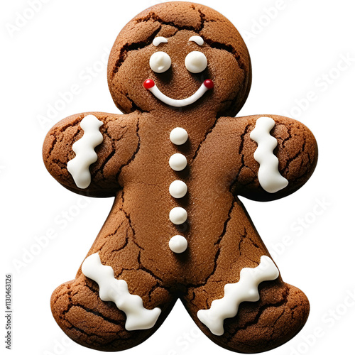 gingerbread man cookie isolated on transparent background cut out  photo