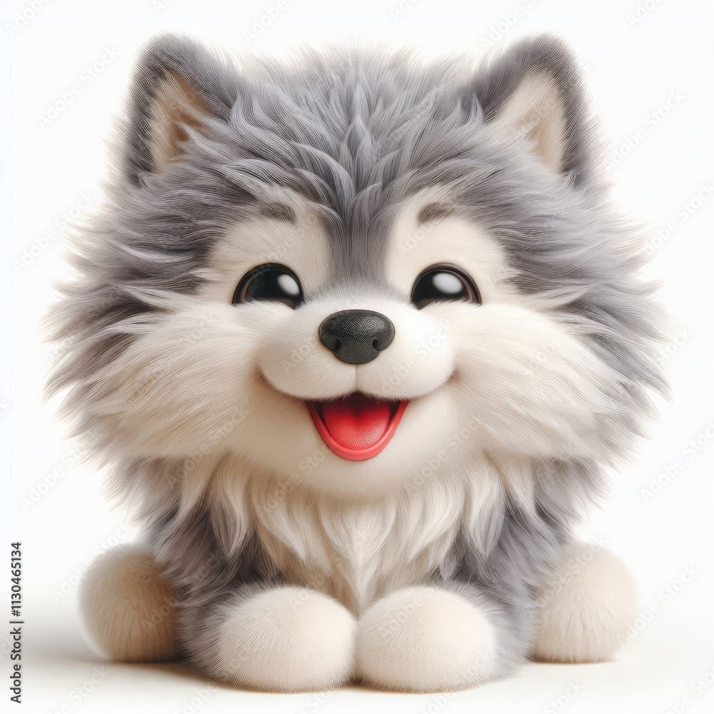 Obraz premium fluffy toy wolf on a white background