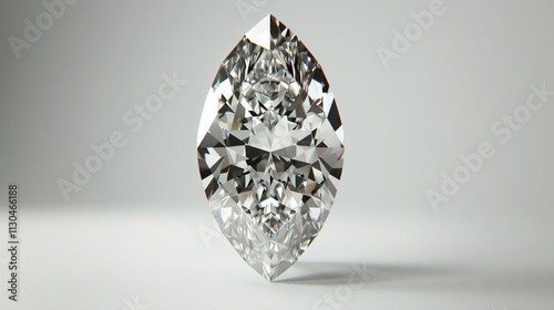 Obraz na płótnie A marquise-cut diamond set against a solid white background, highlighting its elegant shape. w salonie