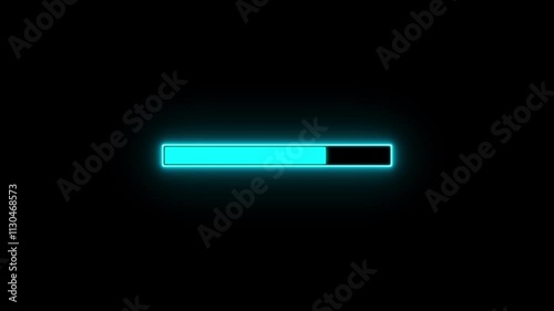 Glowing neon loading bar animation. Loading progress bar animation. Transparent background with alpha channel