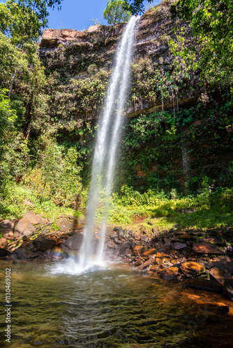 View of Cachoeira do Urubu Rei (Vulture King Waterfall) at Serras Gerais - Almas, Tocantins