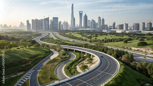 Winding Road Timeline Concept for Strategic Business Solutions: A 3D Rendering of a Pathway Representing Growth and Development in Architecture and Business Roadmaps