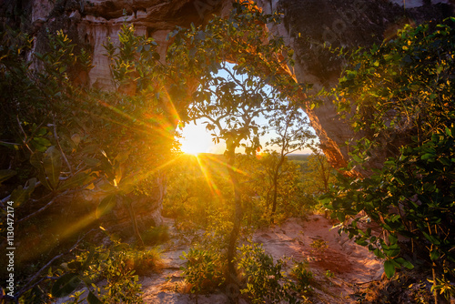 View of the Sun Arch (Arco do Sol) at Serras Gerais by the sunset - Almas, Tocantins