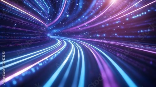 Abstract light trails creating a dynamic, futuristic atmosphere.