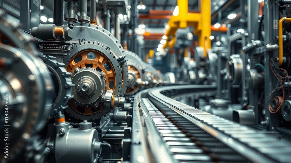 Fototapeta premium Industrial Machinery Gears Conveyor Belts High-Resolution Photo