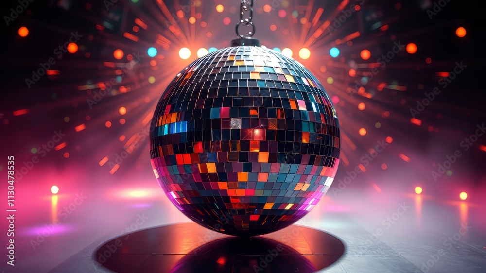 Obraz premium Spinning Disco Ball 3D Icon - Glowing Light Effects - High Resolution PNG