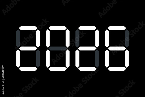 Digital numbers isolated on black background.