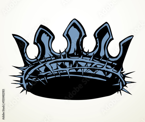 Precious golden crown with thorns. Vector drawing