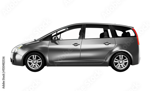 Canvas Print Side view of a silver minivan in 3D