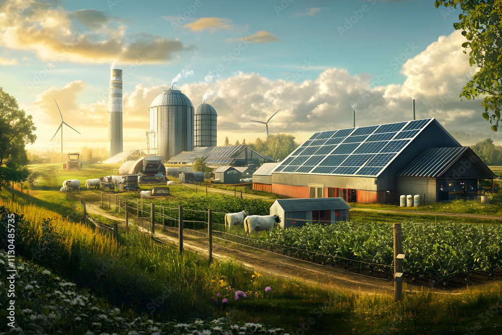 Obraz premium Smart Farms: Harnessing Automation Systems to Minimize Energy Consumption and Enhance Sustainability in Agriculture