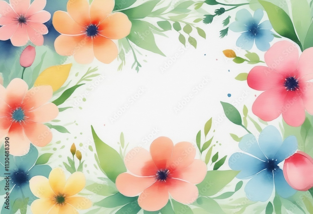 Obraz premium Spring floral watercolor background painting pattern