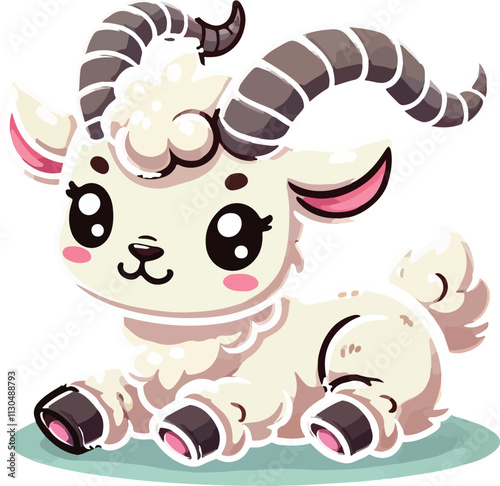 Cute  Ibex vector on white background