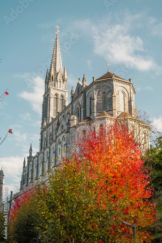 Arrière du sanctuaire avec un arbre rouge