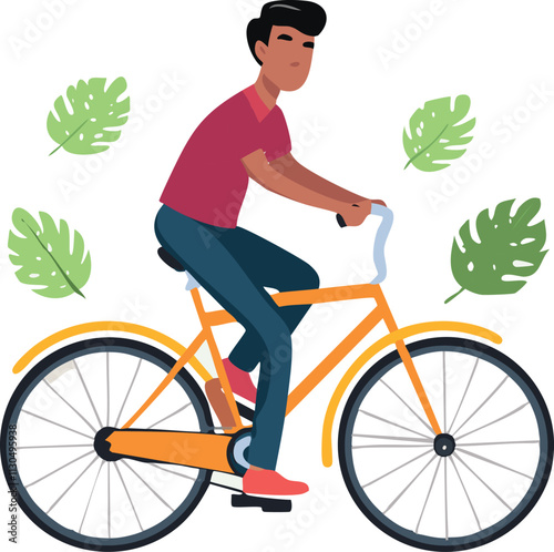 People Ride bicycle_Flat Design