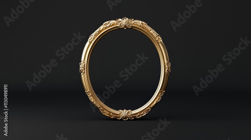 Elegant Golden Oval Frame - Luxury, elegance,empty space, ornate design,golden detail.  Symbolizing sophistication, potential, achievement, and artistic expression. photo