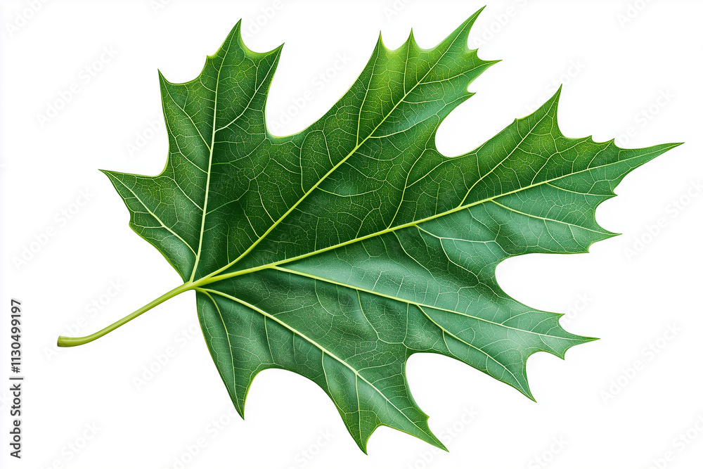 Fototapeta premium Realistic Green Leaf PNG Clipart with Detailed Veins and Vibrant Natural Coloring, No Background.